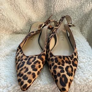 Gently worn, size 9 leopard sling back flats